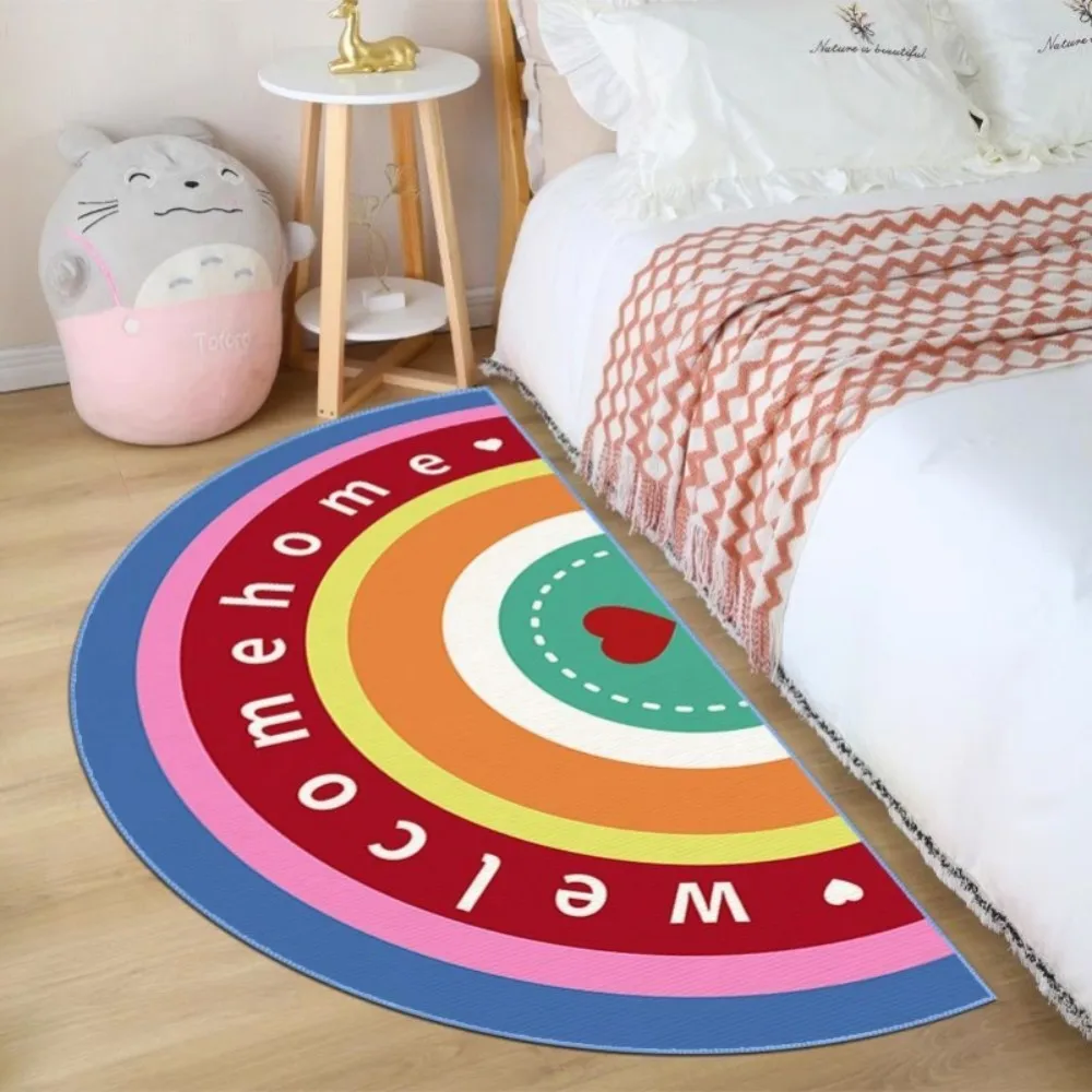Kids Outdoor Area - Renkli Gökkuşağı Yarım Ay Halı, Sevimli