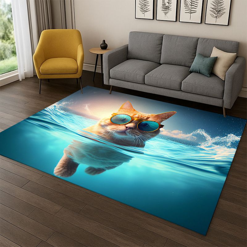 Kids Outdoor Area - Sevimli Kedi Yavrusu Karikatür Halı Halı
